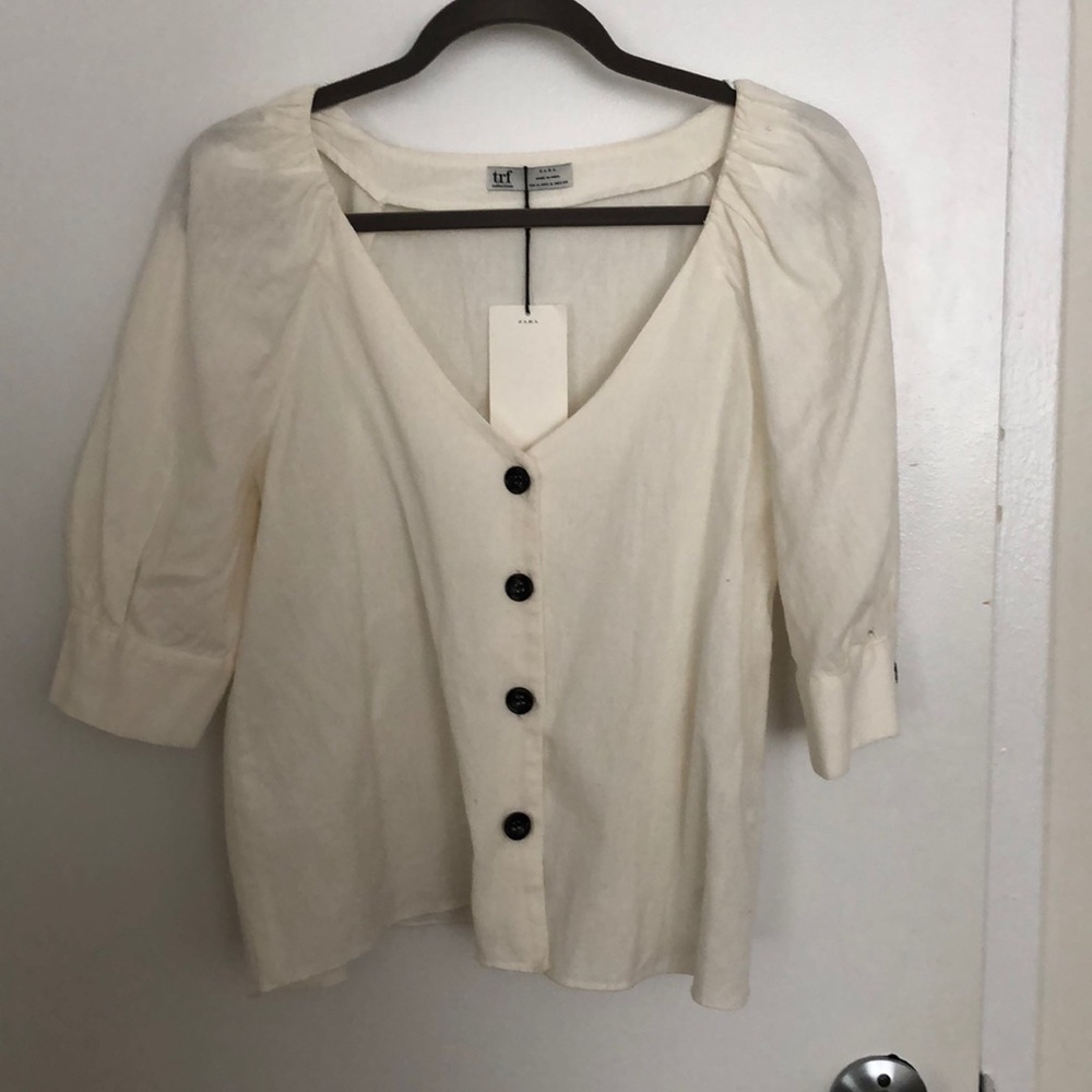 Off white linen blouse.